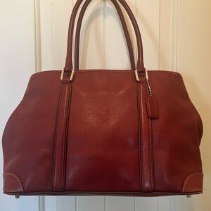 Coach Hamptons Red Leather Satchel Shoulder Bag #7586